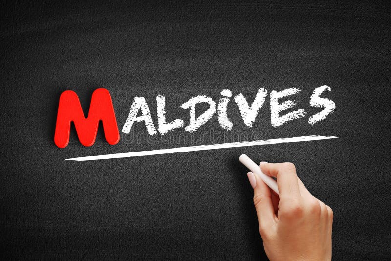 Maldives text on blackboard stock photo