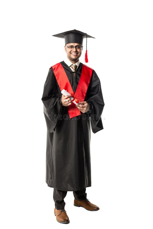 Male African American Graduate in Gown and Cap Stock Photo - Image of ...