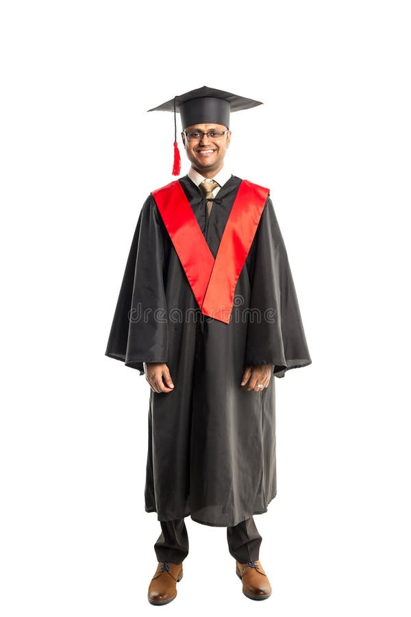 Male African American Graduate in Gown and Cap Stock Photo - Image of ...