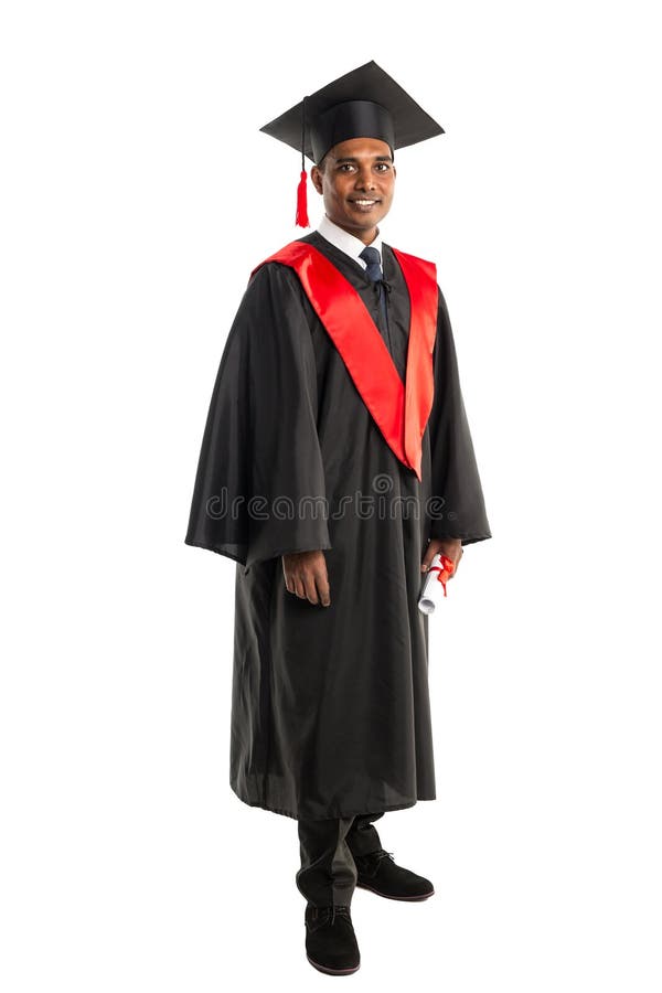 Male African American Graduate In Gown And Cap Stock Image - Image of ...