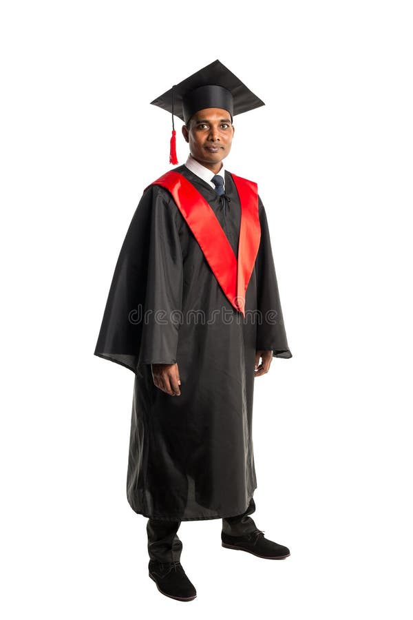 Male African American Graduate in Gown and Cap Stock Photo - Image of ...