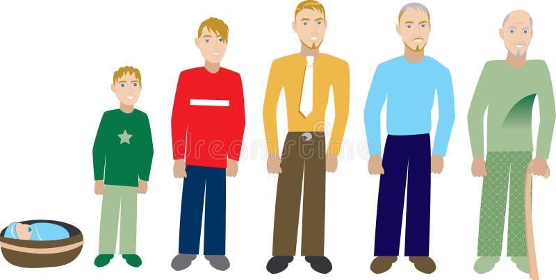 Male Age Progress 2 vector illustration