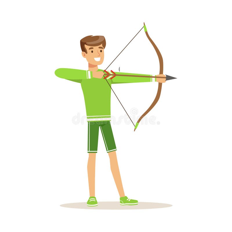 Male Archer With Bow Medieval Historical Cartoon Character In