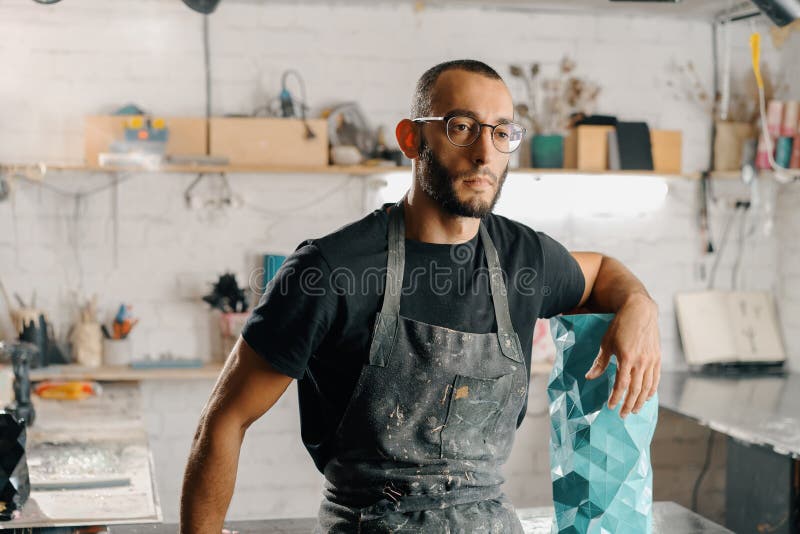 Male Artist Sculptor Artisan Standing in Art Stock Image Image of adult, work 253047331