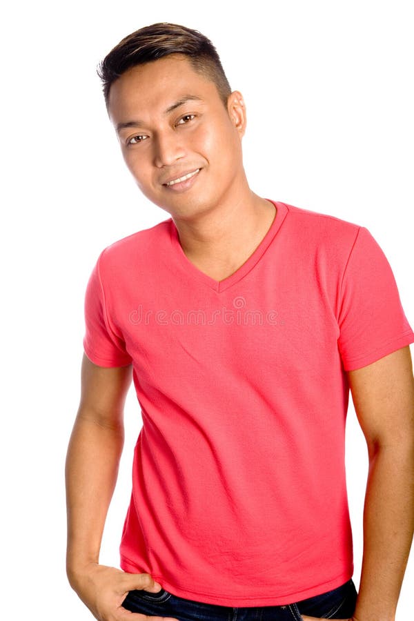 Male Asian in casual red top stock photography Male Asian in casual red top stock photography