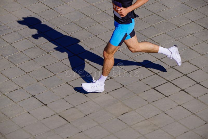 Male Athlete Running Marathon Stock Image Image of track, street