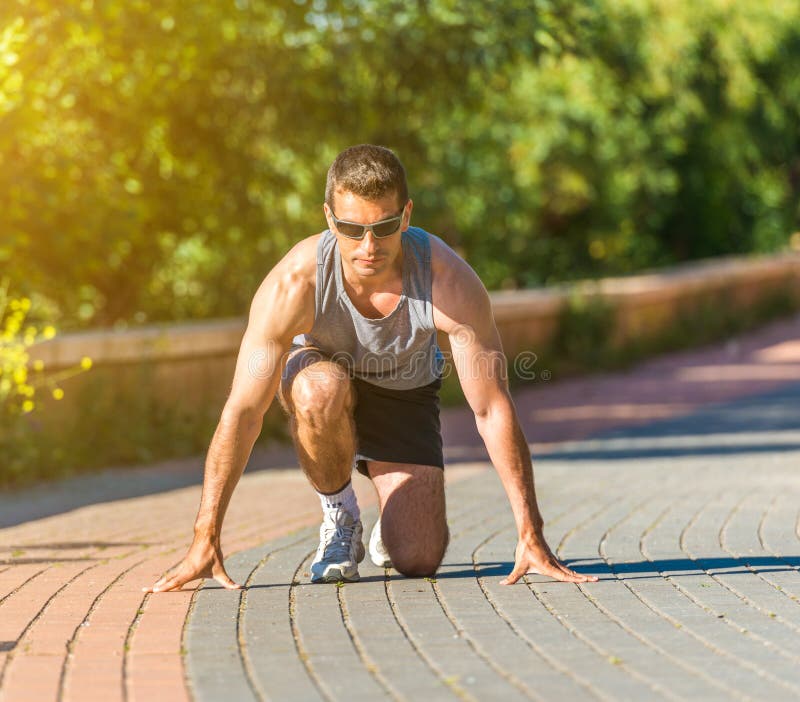 Male Athlete Warming Up before Jogging Stock Image - Image of active ...