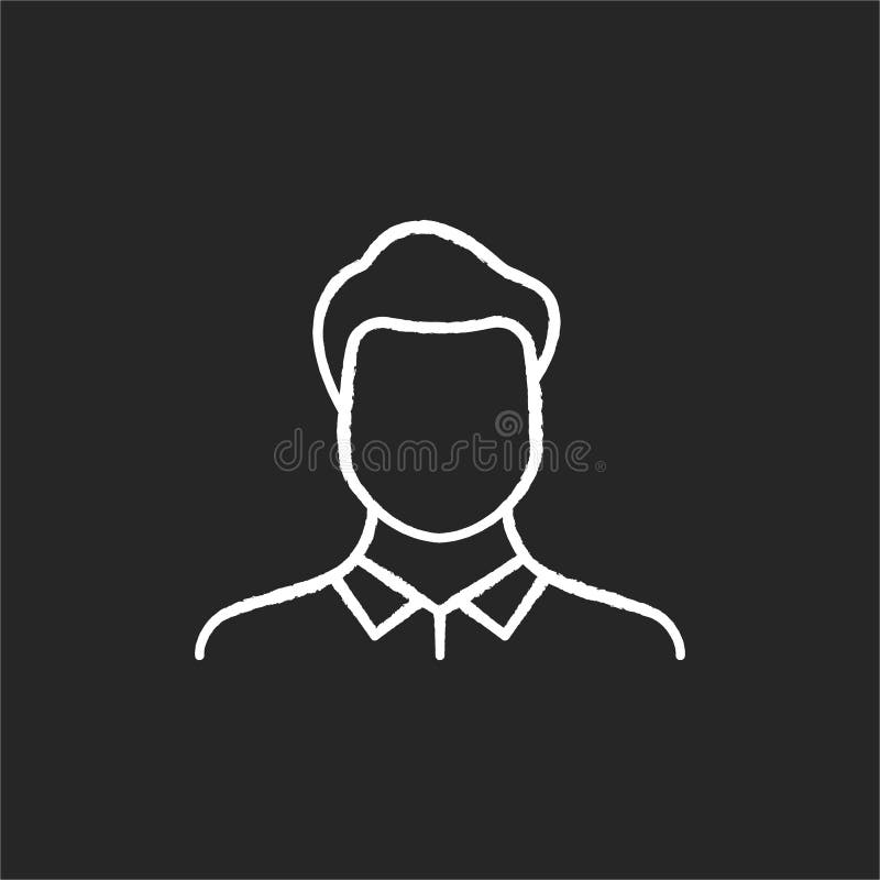 Male avatar chalk white icon on black background