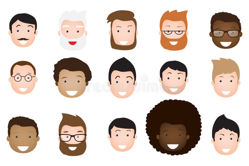 Funny Avatar People Square Icon Set Profile Diverse Faces For