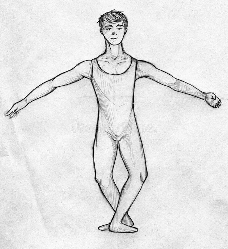 Male Ballet Dancer Dancing on an Isolated Background. Vector Image