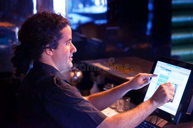Male Bartender at the Cash Register Stock Image Image of sale, finance 239072885