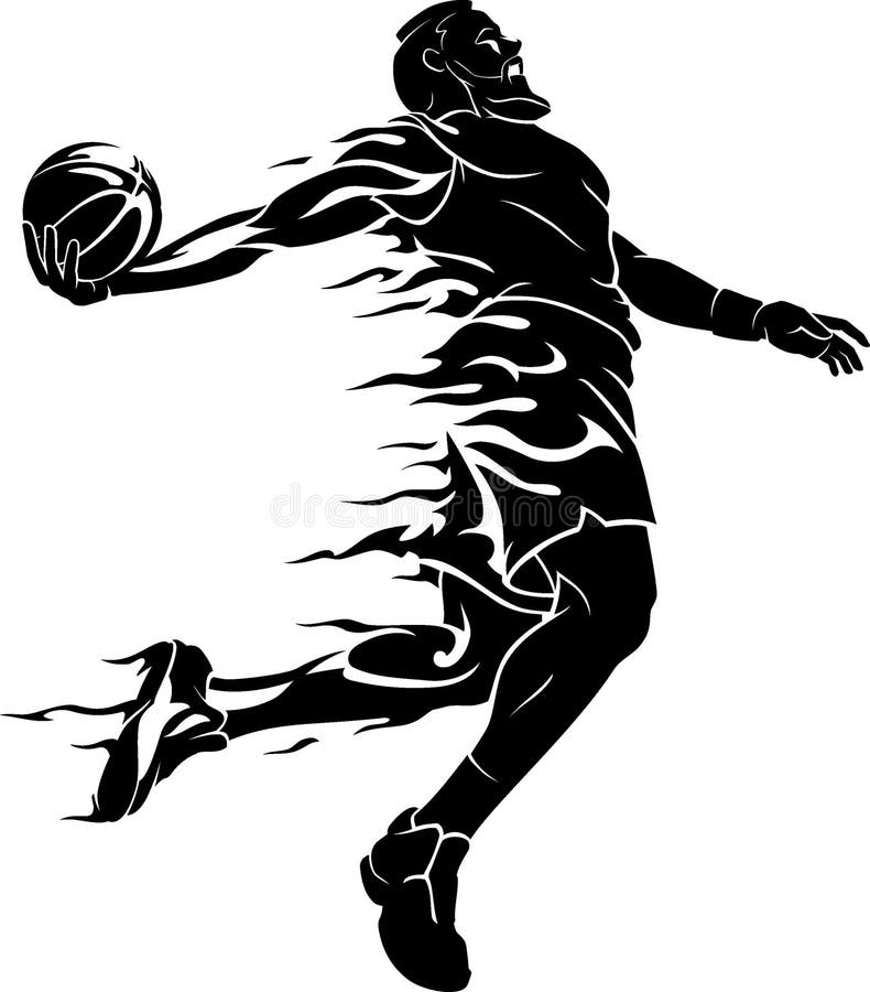 Basketball Dunk Bearded Flame Stock Vector - Illustration of pastime ...