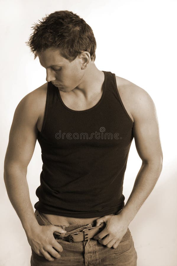 Male in black tank top stock photo. Image of black, sharp 694758