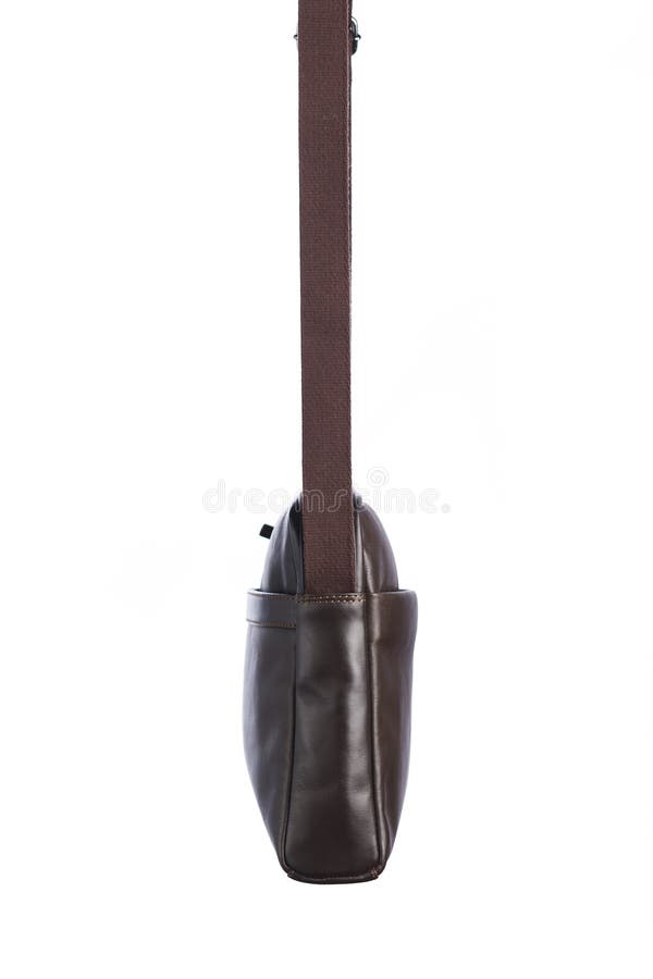 Male brown leather bag, side view