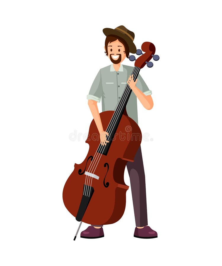 Male cello player flat vector illustration royalty free illustration