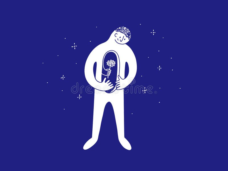 Self Love, Mental Health Concept with Vector Illustration of Abstract Cartoon Male Character with Hole in Body Giving Flower Stock Vector - Illustration of help, mental: 244833809 Self Love, Mental Health Concept with Vector Illustration of Abstract Cartoon Male Character with Hole in Body Giving Flower Stock Vector - Illustration of help, mental: 244833809