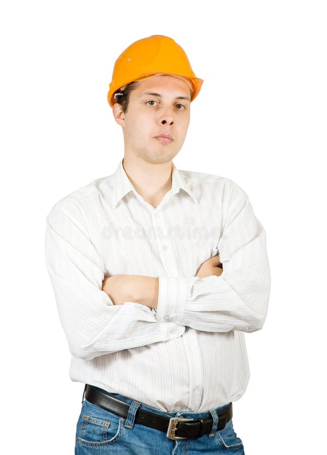 Male Construction Worker in Hard Hat Stock Image Image of industrial