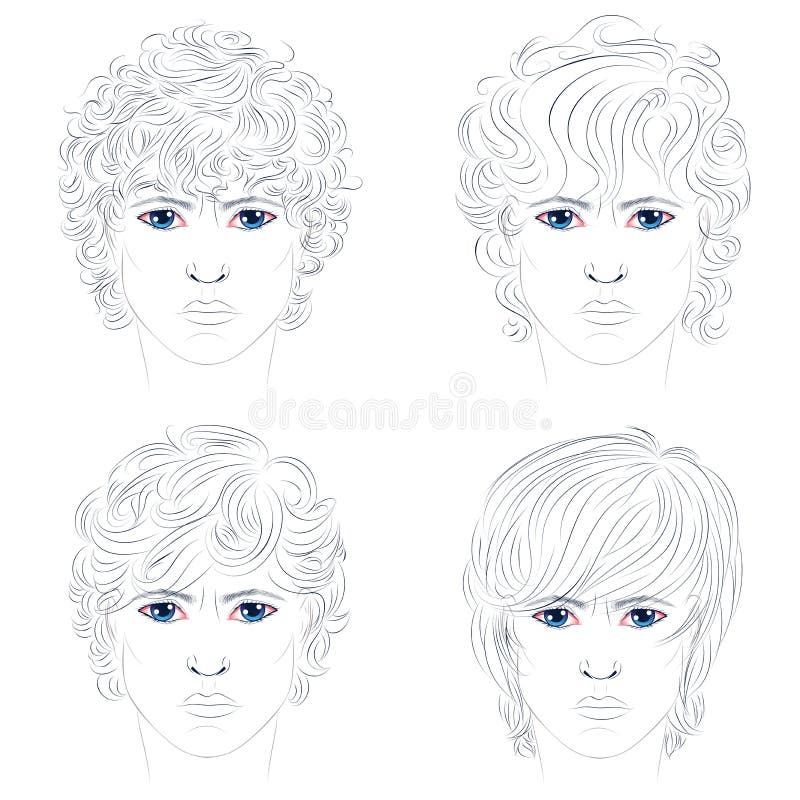 Male Curly Hairstyles stock vector. Illustration of closeup - 47576396 Male Curly Hairstyles stock vector. Illustration of closeup - 47576396
