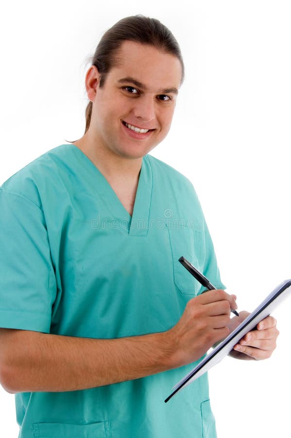 Male doctor with prescription notepad