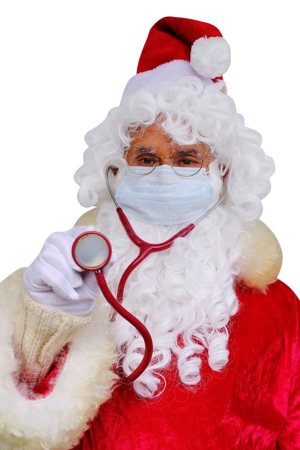 Male Santa Claus With A White Beard Medical Mask Concept Of Christmas Waiting For Gifts Preventive Examination Treatment Stock Photo Image Of Elderly Protective 199795660