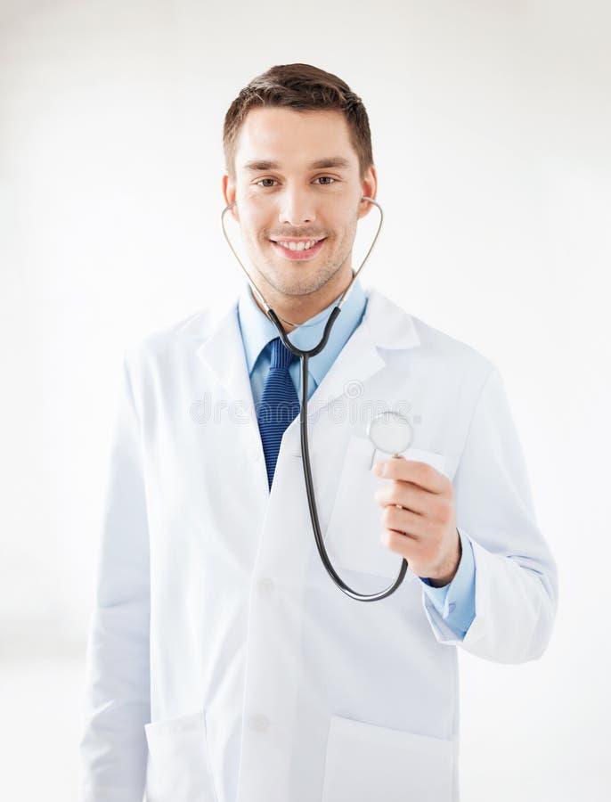 Male Doctor With Stethoscope Stock Image Image Of Appointment