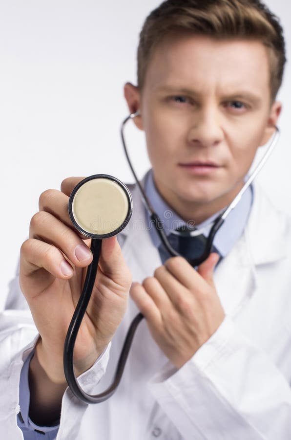 Male Doctor With Stethoscope Stock Photo Image Of Crossed Medic