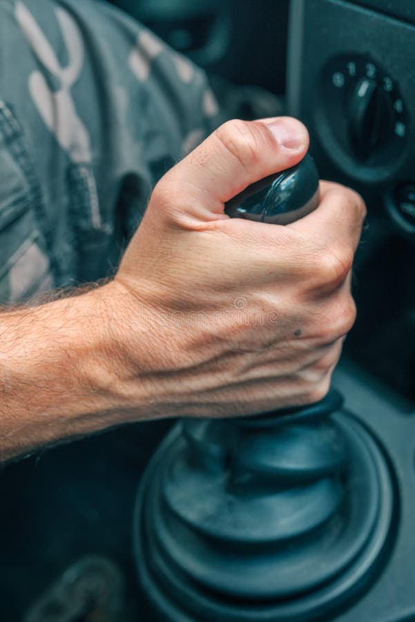 Male Driver Hand Shifting Gear Manually Stock Image Image of auto