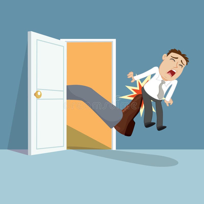 Getting Kicked Out The Door  Great PowerPoint ClipArt for Presentations 