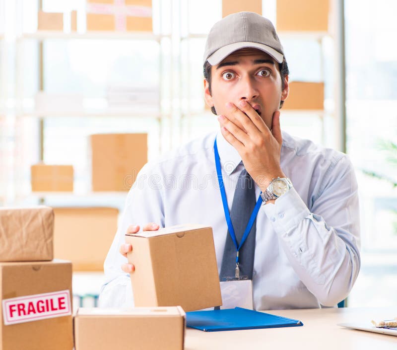 Male Employee Working in Box Delivery Relocation Service Stock Image