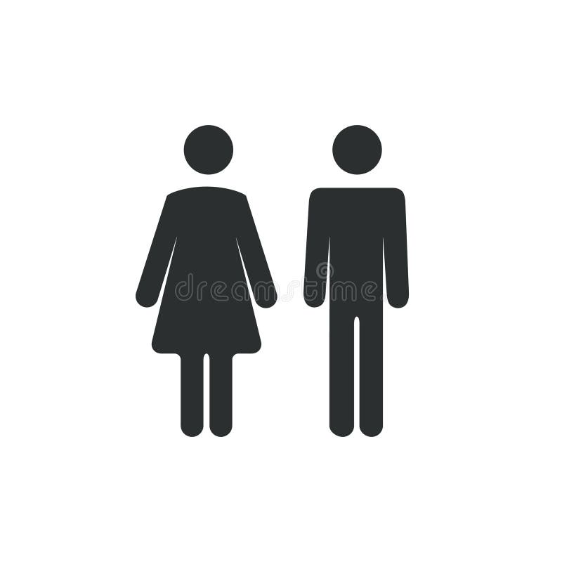 Male female bathroom icon. Restroom boy or girl lady sign symbol. Toilet wc vector concept