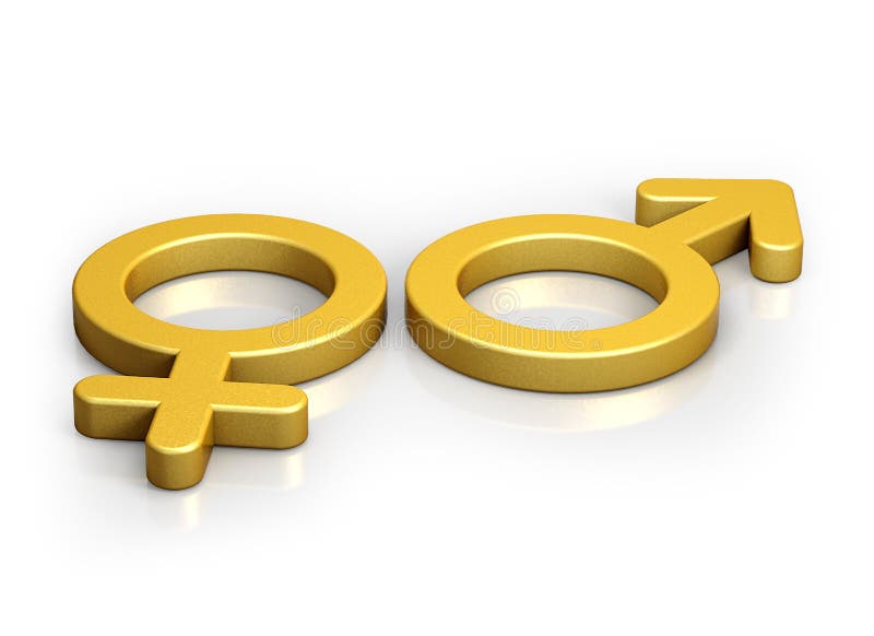 Male And Female Gender Symbols Golden 3d Illustrationgolden 3d Up Arrow On White Background 3d