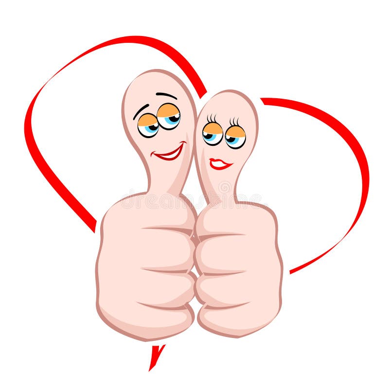 Male and female icon on thumb stock illustration