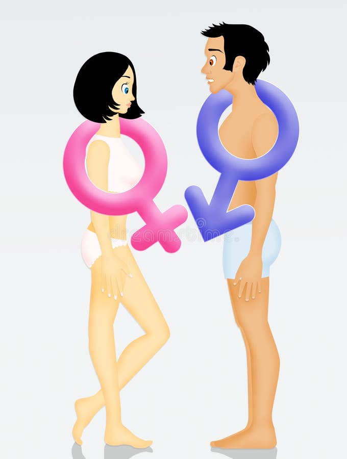 Illustration of male and female symbols.