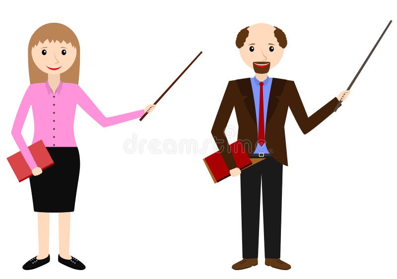 Male And Female Teachers With Pointer Stock Vector