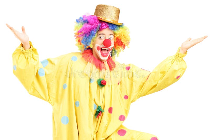 Male funny circus clown posing royalty free stock images