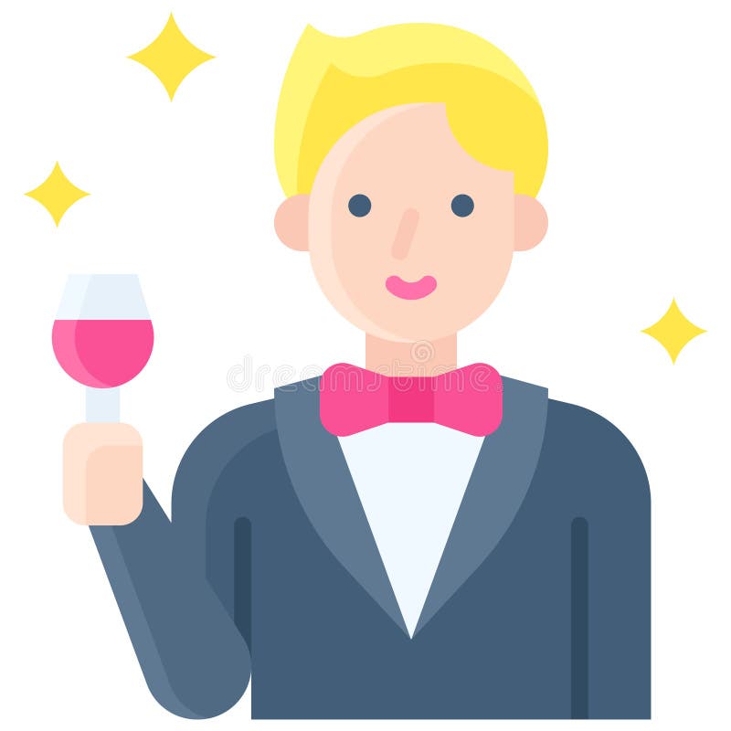 Male guest icon, New year realated vector stock illustration