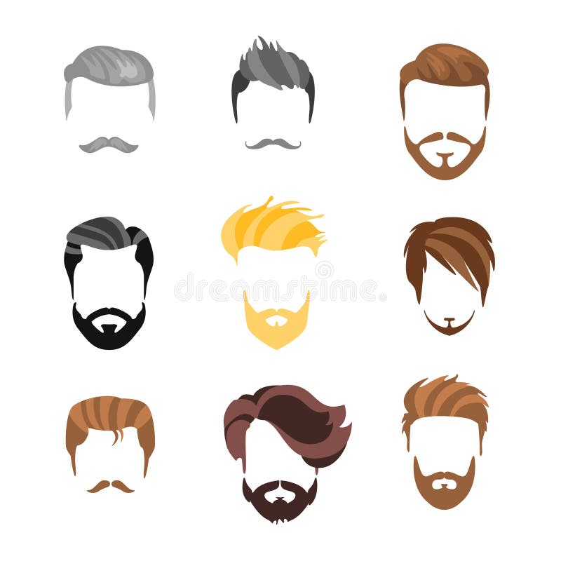 Male Hairstyle Constructor for Face Set Stock Vector - Illustration of  element, beard: 75953938