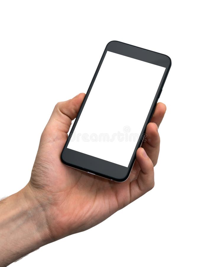 Mână masculină care ține un telefon inteligent negru stock photos