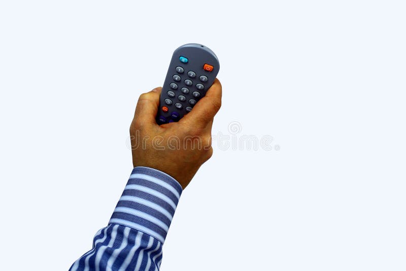 Male Hand Holding Remote Control Stock Image Image of volume, control