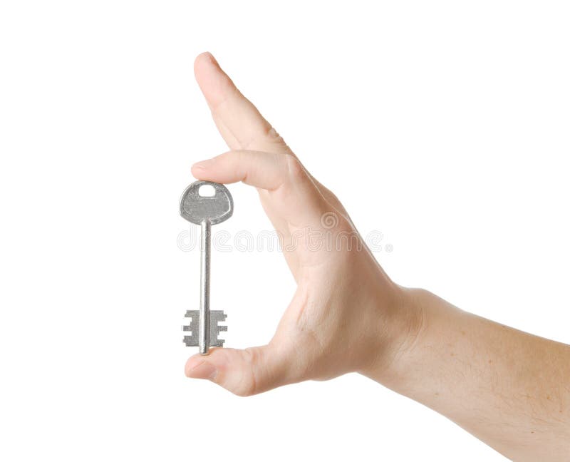 Male hand with key isolated