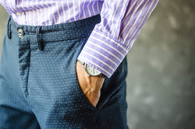 Male Hand in Pants Pocket with Wristwatch Stock Photo - Image of ...