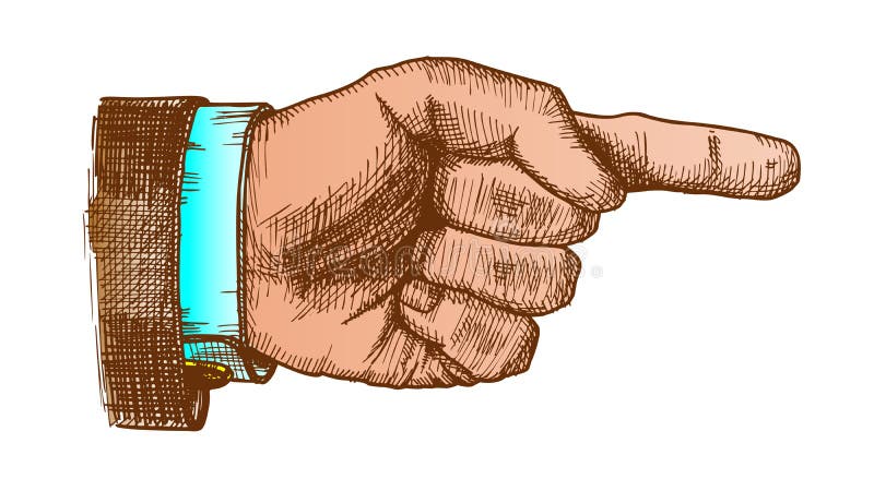 Male Hand Pointer Finger Showing Color Gesture Vector