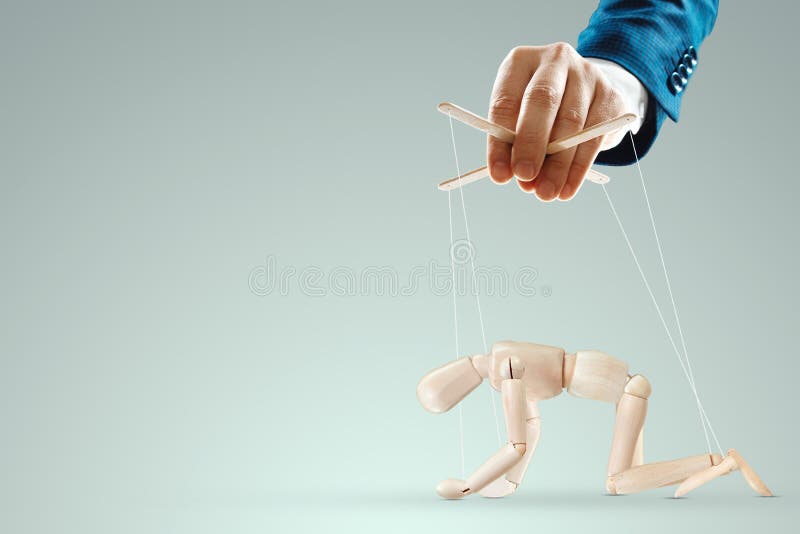 Man puppeteer manipulates people by controlling population with help of  threads. 24485230 PNG