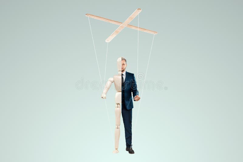 Man puppeteer manipulates people by controlling population with help of  threads. 24485230 PNG