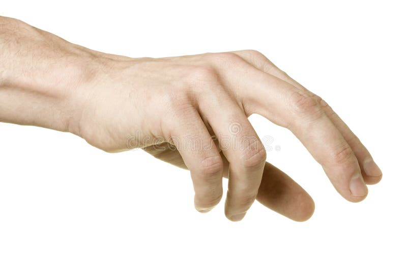 Male hand reaching to pick up something, isolated