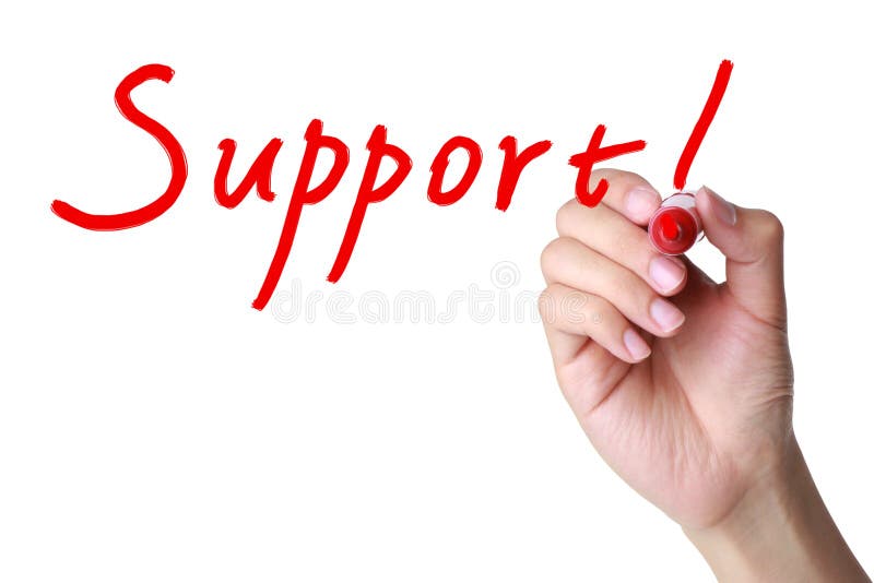 Male hand writing word support royalty free stock image