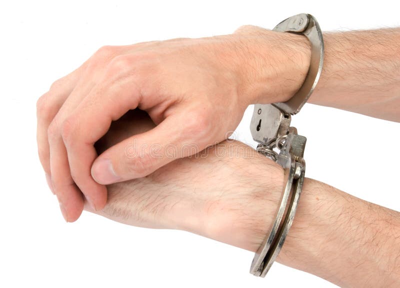 Male hands in handcuffs