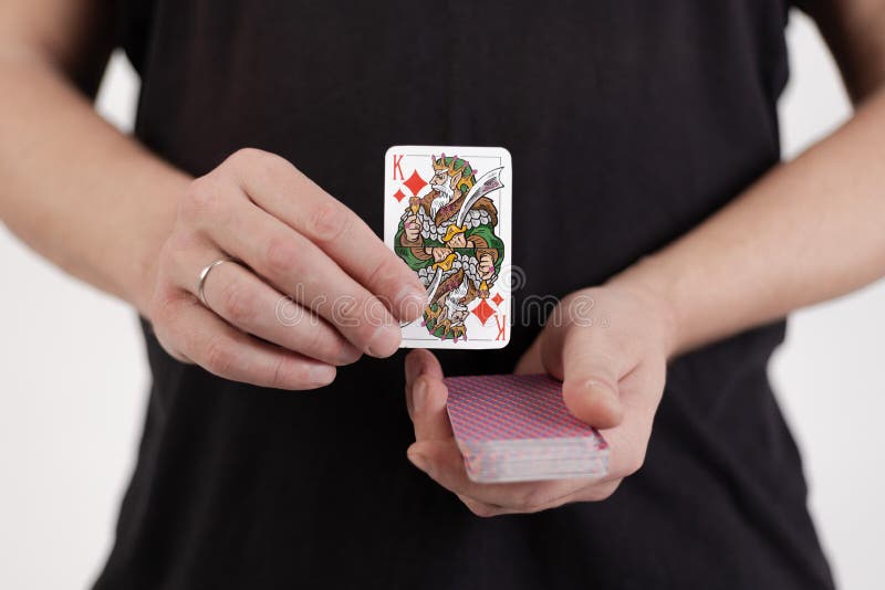 Male Hands Hold a Deck of Cards and Show Tricks. Stock Image Image of