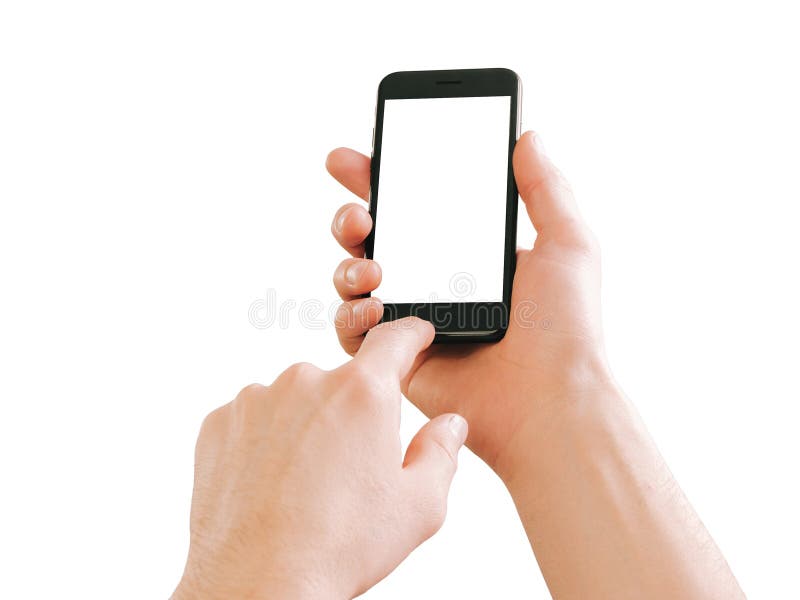 Male Hands Holding Smartphone, Interacting with Sensor Controls