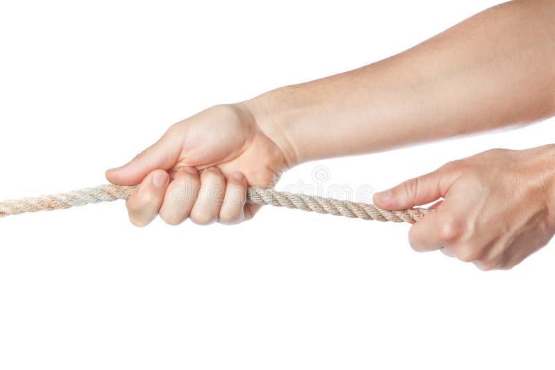 Male Hands Pulling the Rope. Stock Photo - Image of holding